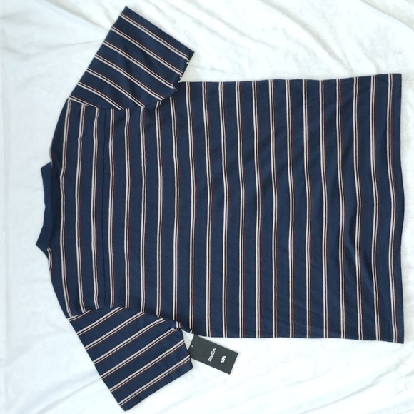 60. RVCA Cassady Stripe Polo Shirt | Color - Moody Blue - Picture 3 of 8